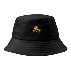Sombrero de pescador bordado con tres girasoles estéticos, Bonito y elegante, Disponible en dos tamaños, 100 % algodón, Bordado en el Reino Unido