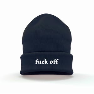 Gorro con puños bordado Fuck Off / Bordado en Reino Unido / Gótico / Divertido / Maldiciones