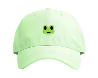 Froggy Friend | Cotton Cap in 5 Colors | UK Embroidered Cute Frog | Whimsical, Frog-Lover's Aesthetic | Adjustable, One Size Fits All
