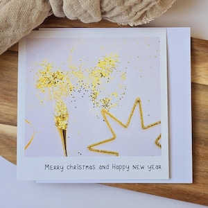 Postkarte Merry Christmas / Umschlag / quadratisch / Kleinigkeit / Geschenk / Geburtstag / Weihnachten / Silvester / Wichtelgeschenk
