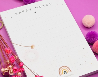 Notizblock Happy Notes / Regenbogen / DIN A6 / 50 Blatt / Mitbringsel / Kleinigkeit / Geschenk