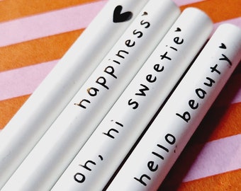 Pencil with print / black and white / small item / souvenir / eye-catcher / good vibes / pen with saying