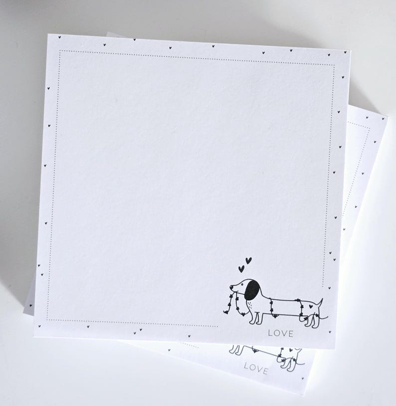 Notizblock Dackel · 105x105 mm · 50 Blatt · TO DO Liste · Geschenk Kollegin · Bürozubehör · süßer Notizblock · Schreibblock quadratisch bild 1
