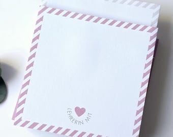 Haftnotiz "Lehrerin mit Herz" · 50 Blatt · 2 Farben · Geschenk für Lehrer · Abschiedsgeschenk Schule · To-Do-Liste Lehrer ·