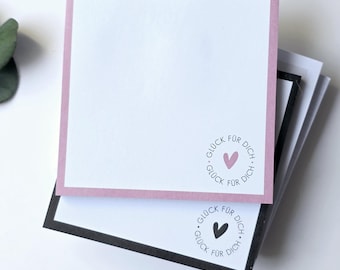 Haftnotizblock "Glück für Dich" · Post-it Block 50 Blatt  · Geschenkidee · Bürobedarf · Schulbedarf · Mitbringsel · Schreibtisch ·  2 Farben