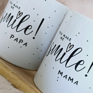 Tasse You make me smile / Mama / Papa / Mitbringsel / Geburtstag / Muttertag / Vatertag / Kleinigkeit Bild 8