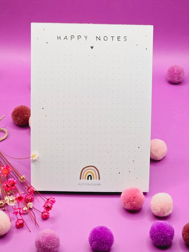 Notizblock Happy Notes / Regenbogen / DIN A6 / 50 Blatt / Mitbringsel / Kleinigkeit / Geschenk Bild 3