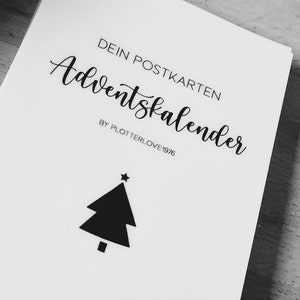 Postkarten Adventskalender in einer Box / 14 Postkarten / 1-24 / Spruch / schwarz weiß / A6 / Kleinigkeit / nachhaltig