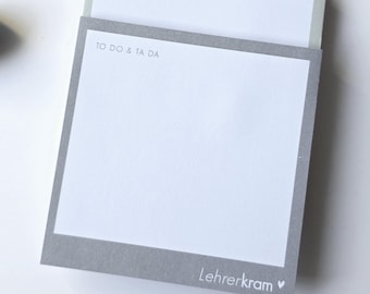 Sticky Notes for Teachers · 50 Sheets · 3 Colors · Gift for Teachers · School Leaving Gift · Teacher To-Do List · Teacher Planner · Gift