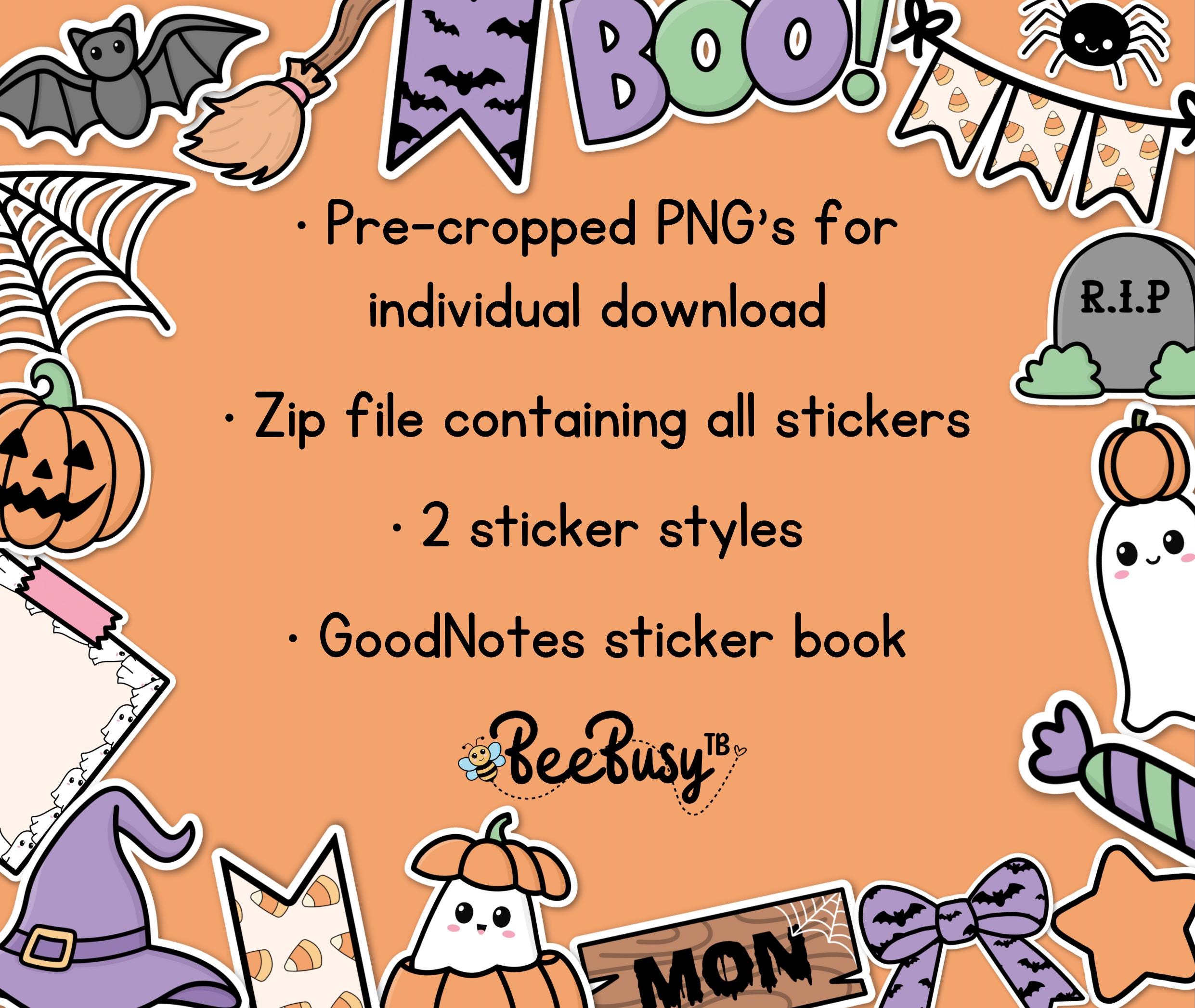 Cute Onenote Halloween Digital Planner Stickers - PNG | Precropped | Goodnotes ...