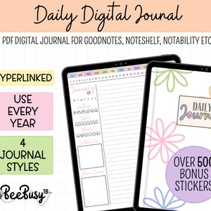 Daily Rainbow Digital Journal | Yearly Journal | Digital Diary | Notebook | GoodNotes Noteshelf Notability | iPad Android |