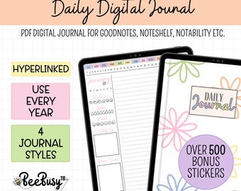Daily Rainbow Digital Journal | Yearly Journal | Digital Diary | Notebook | GoodNotes Noteshelf Notability | iPad Android |
