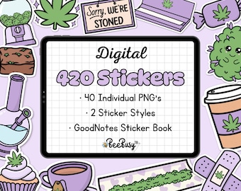パープル デジタル「420」ステッカー - 事前トリミング済み | GoodNotes ステッカー ブック | PNG | かわいい | キュート | パステル | iPad | Android |