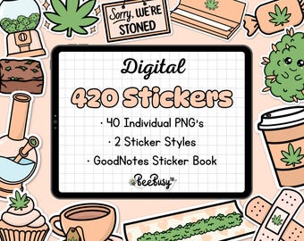 オレンジ デジタル '420' ステッカー - トリミング済み | GoodNotes ステッカーブック | PNG |かわいい |かわいい |パステル | iPad |アンドロイド |
