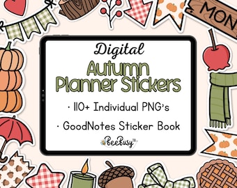 Digitale plannerstickers herfst: png | Voorgesneden | GoodNotes-stickerboek | Schattig | Pastelkleur | GoodNotes | OneNote | iPad | Android |
