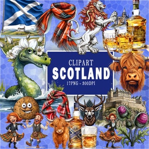 Schottland Clipart - Schottische Bilder, Whisky Illustrationen, Tartan Elements, PNG, sofortiger digitaler Download, kommerzielle Nutzung