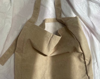 Beige Corduroy Shoulder Bag | Minimalist Shoulder Bag | Perfect for Schools & Office | Unisex Bag