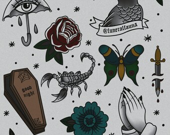 Sacred Heart Traditional Tattoo Flash Art Print - Etsy