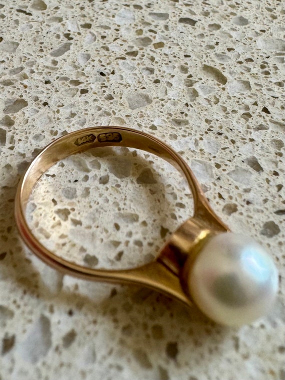 Vintage 14ct Yellow Gold & Pearl Ring - image 5
