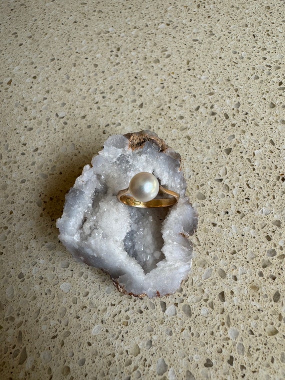 Vintage 14ct Yellow Gold & Pearl Ring - image 4