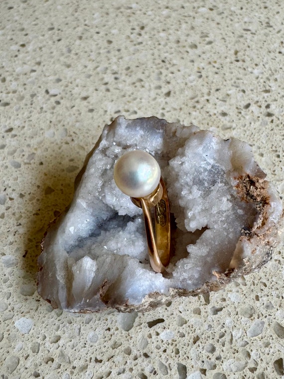 Vintage 14ct Yellow Gold & Pearl Ring - image 2
