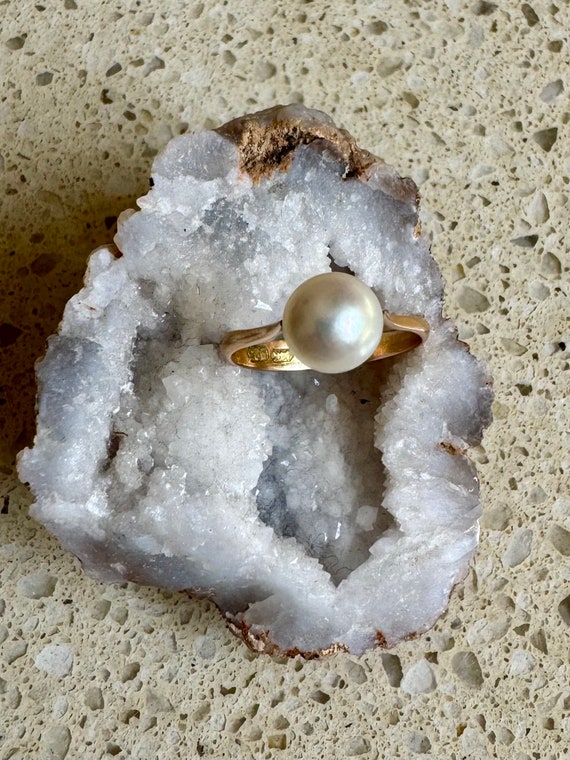 Vintage 14ct Yellow Gold & Pearl Ring - image 7