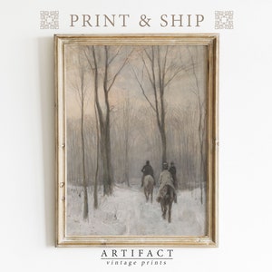 Vintage Rustic Winter Landscape Painting / MAILED ART PRINT / Snowy Landscape / Antique Landscape Oil Painting / Vintage Fine Art / P_129