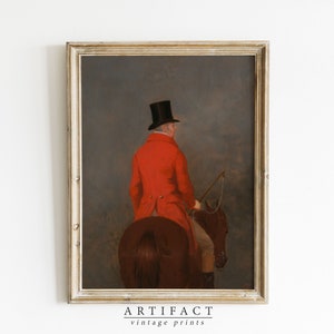British Fox Hunting Print / Vintage Painting of Hunt Rider / Fox Hunting Art / Digital PRINTABLE Wall Art / Artifact Vintage / AV_105