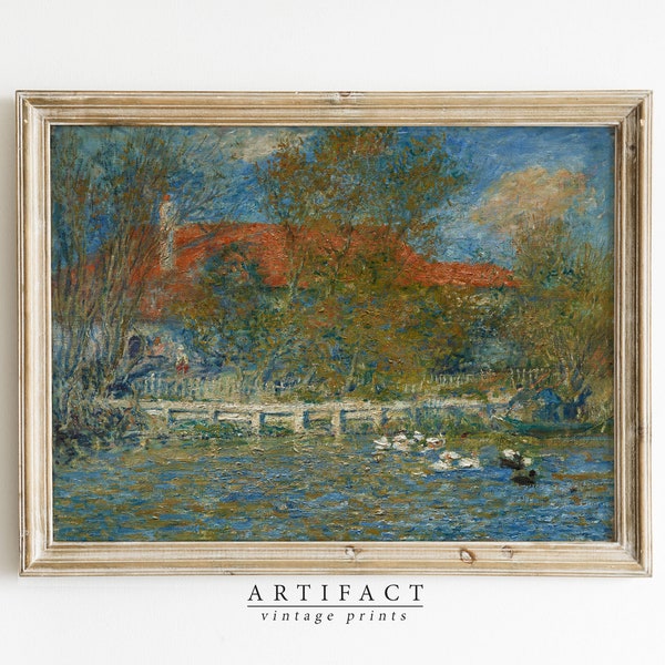 Vintage Farmhouse Landscape Painting / Renoir / Impressionism / French Country Garden Vintage Painting / PRINTABLE Digital Download / AV_190