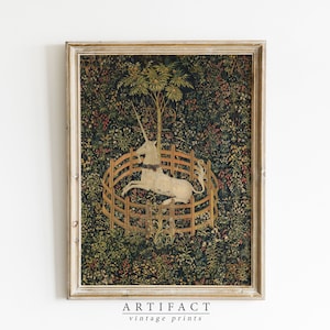 Vintage Print of Unicorn / Medieval Art / Unicorn Decor / Tapestry Print / Neutral Decor / Digital PRINTABLE Art / Artifact Vintage / AV_104
