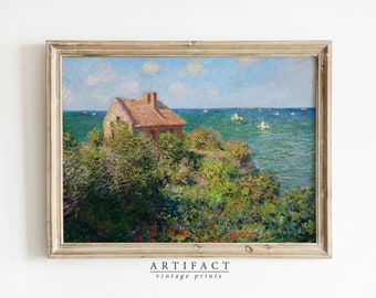 Pittura di cottage sul mare vintage / Pittura oceanica STAMPABILE / Arredamento casa sulla spiaggia / Arte di download digitale stampabile / Artefatto Vintage / AV_030