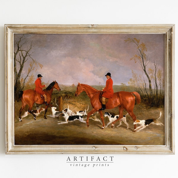 Huntsmen With Hounds / Vintage Fox Hunting Print / Equestrian Art / Dog Print / Horse Print / PRINTABLE Digital Download Art / AV_146