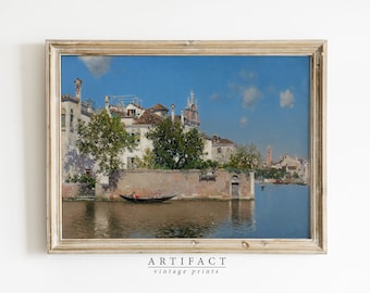 Venice Seascape Oil Painting / Vintage European Coastal Landscape / Nautical Decor Print / PRINTABLE Digital Download Wall Art / AV_196