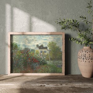 Rose Garden Vintage Painting / Cottage Oil Painting / Spring Landscape ...