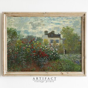 Rose Garden Vintage Painting / Cottage Oil Painting / Spring Landscape Painting / PRINTABLE Digital Download Art / Spring Decor / AV_006