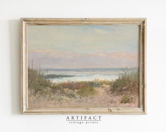 Pittura di paesaggio marino vintage / Paesaggio marino disattivato / Arredamento vintage / Arte da spiaggia / Arte murale STAMPABILE digitale / Artefatto Vintage / AV_024
