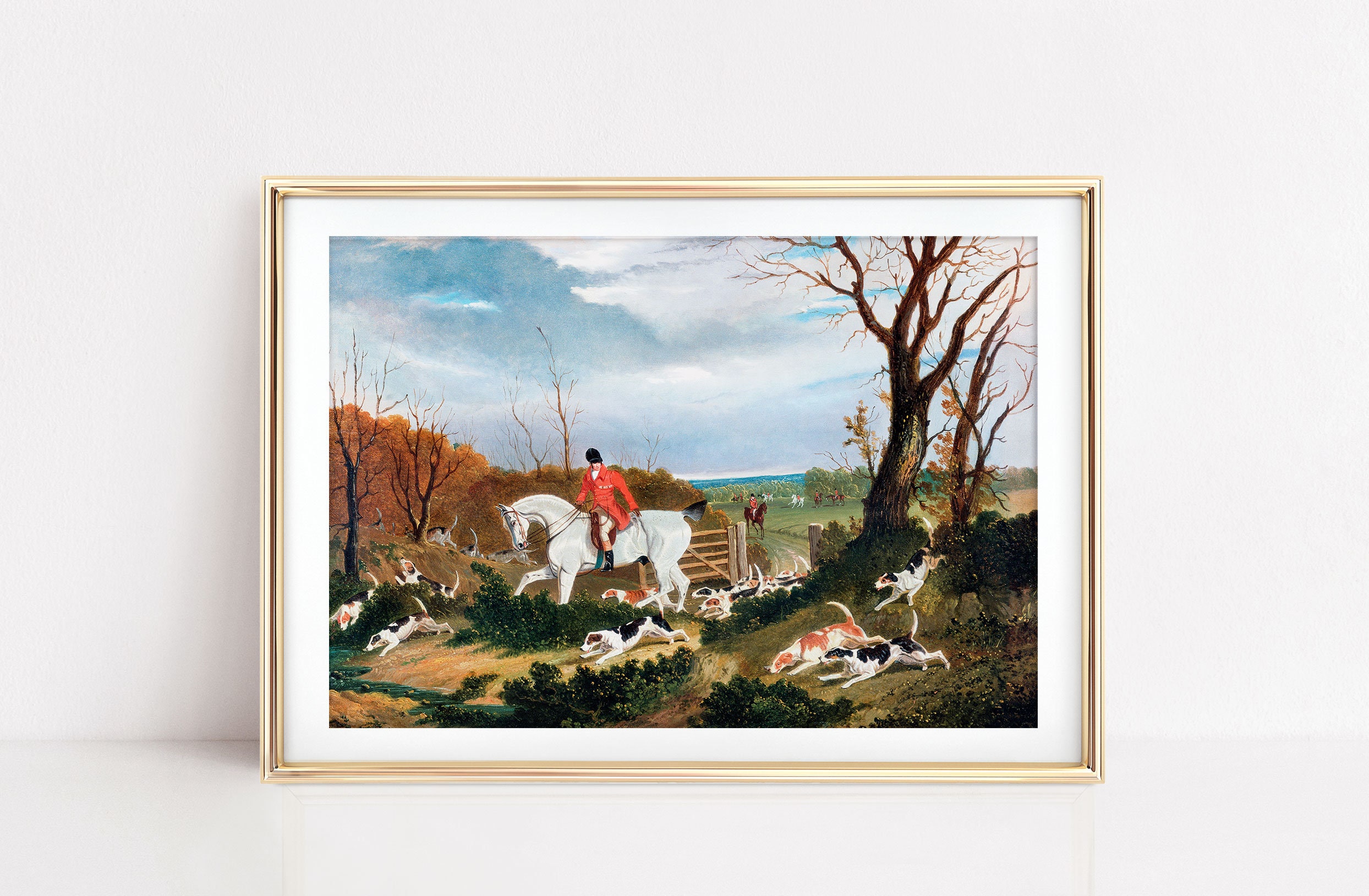Equestrian Hunting Art / Horse Print / Vintage Painting of Fox Hunt ...