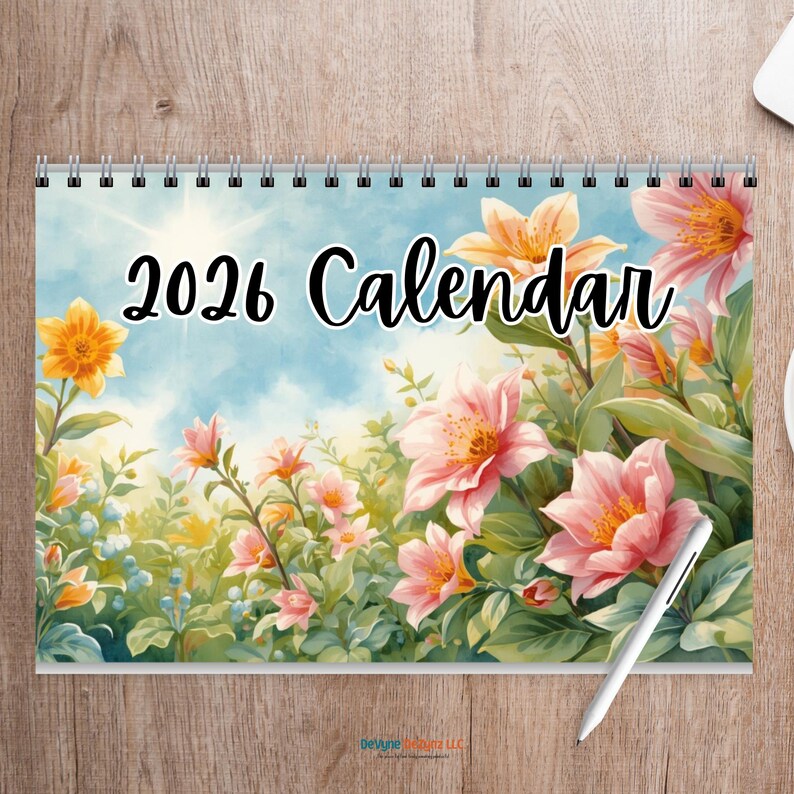 2026 Watercolor Wall Calendar Floral Wall Calendar, Wildflower ...