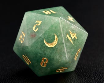 Green Jade DND Dice Set, Aventurine Sharp Edge D&D Dice Set, Dungeons and Dragons Polyhedral RPG Gemstone Dice Set
