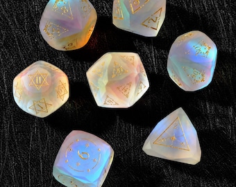 Gemstone DND Dice Set, Hand-Carved  Polyhedral Dice for Dungeons & Dragons, RPG, MTG Games, Unique Birthday Gifts