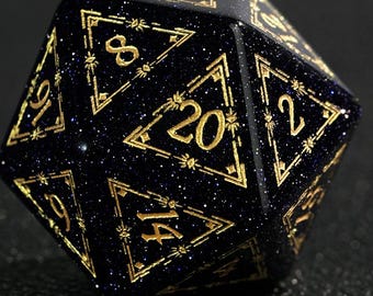 Carved Blue Sandstone DND Dice Set - Hand Carved Dice, Dungeons & Dragons, RPG MTG Game Birthday Gift