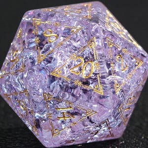 Light Purple DND Dice Set for Birthday Gift, Glass Sharp Edge D&D Dice Set, Dungeons and Dragons Polyhedral RPG Gemstone Dice Set