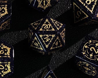 Carved Blue Sandstone DND Dice Set - Hand Carved Dice, Dungeons & Dragons, RPG MTG Game Birthday Gift