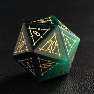 Dark Green DND Dice Set, Green Cat&#39;s Eye Sharp Edge D&D Dice Set, Dungeons and Dragons Polyhedral RPG Gemstone Dice Set