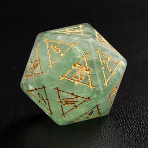Green Fluorite  DND Dice Set, Aventurine Sharp Edge D&D Dice Set, Dungeons and Dragons Polyhedral RPG Gemstone Dice Set