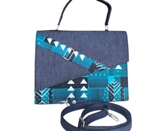 Handgefertigte Handtasche aus Denim und Wachsdruck – senegalesische Handwerkskunst