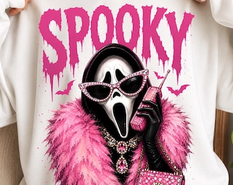 Glamorous Ghost PNG, Coquette Halloween Sublimation, Spooky Pink Horror Transfer (Digital Download)