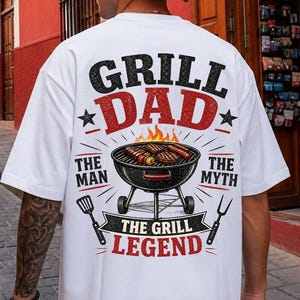 PNG de Papá Parrillero, Diseño de Camiseta de Maestro de la Barbacoa, Leyenda del Día del Padre (Descarga Digital)