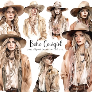 Watercolor Western Clip Art Bundle Cowgirl Png Western Boho Clipart Cowboy Bundle PNG Wild West Png Cowboy Junk Journal Cowgirl Printable