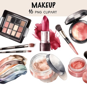 Makeup Watercolor Clipart Cosmetic png clipart Makeup Graphic Instant Download Graphic Commercial Use Beauty svg Clipart Shirt Design